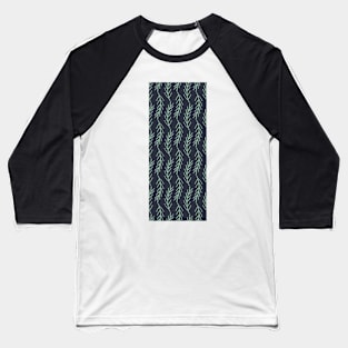 Navy Blue and pale acqua Leafy Twigs Baseball T-Shirt